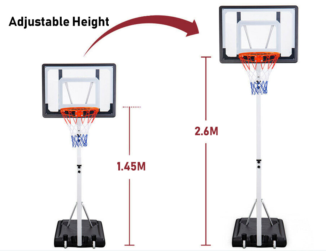Portable Basketball Hoop Stand System Height Adjustable Net Ring Kids