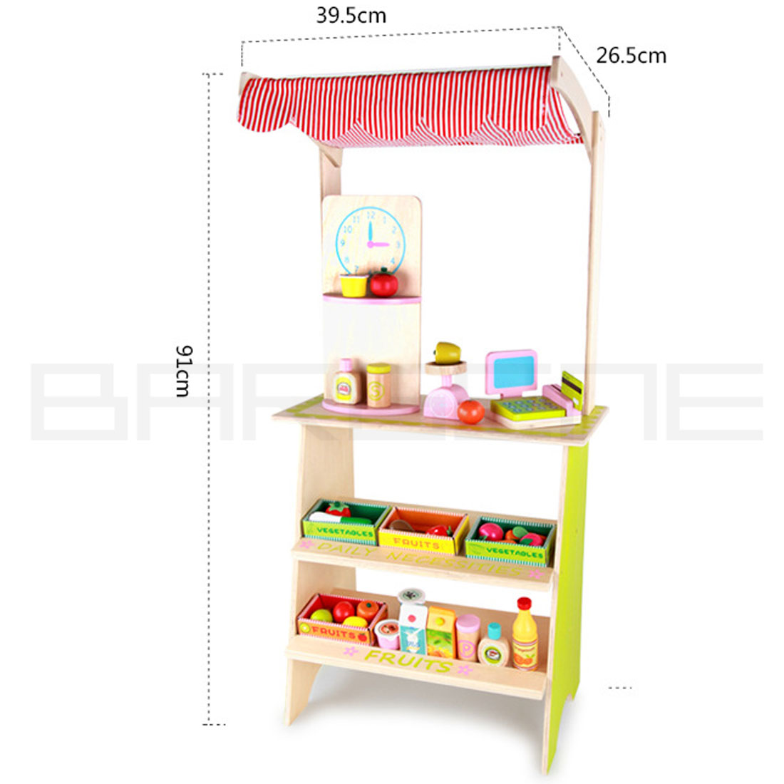 Kids Wooden Marketplace Stand Supermarket Toy Shop Stall Pretend Play w