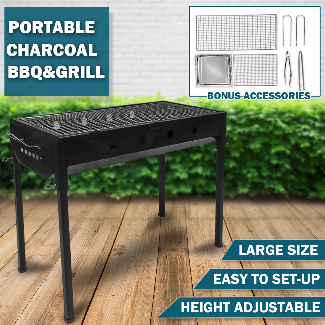 Large Portable Outdoor BBQ Barbecue Grill Set Charcoal Kebab Picnic