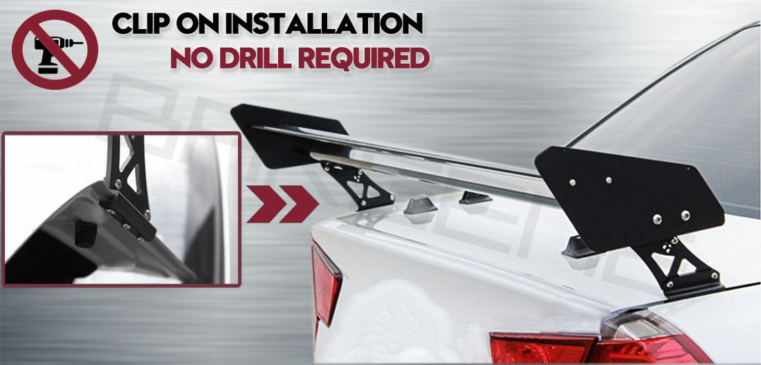 135cm No Drill Universal Gt Rear Trunk Double Deck Racing Spoiler